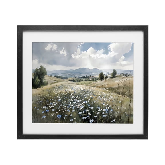 Stupell Industries Traditional Poppy Blues Across Meadow Black Framed Print Under Glass, 16 x 13, by Franklyn Gregory