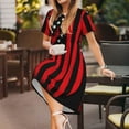 thumbnail image 3 of Fotbe Robe Motif Drapeau Américain Nautique Décontractée Mode Femme Manches Courtes Robe Maxi Robe T-Shirt Rayée Longue à Blocs de Couleur, 3 of 6