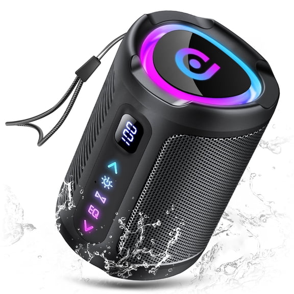 Bluetooth Speaker, 2026 Portable Wireless Speakers with Led Light, Bluetooth 5.4, 15H Playtime, Enhanced Bass, IPX7 Waterproof, Outdoor Speaker for Travel, Sport, Party, Biking