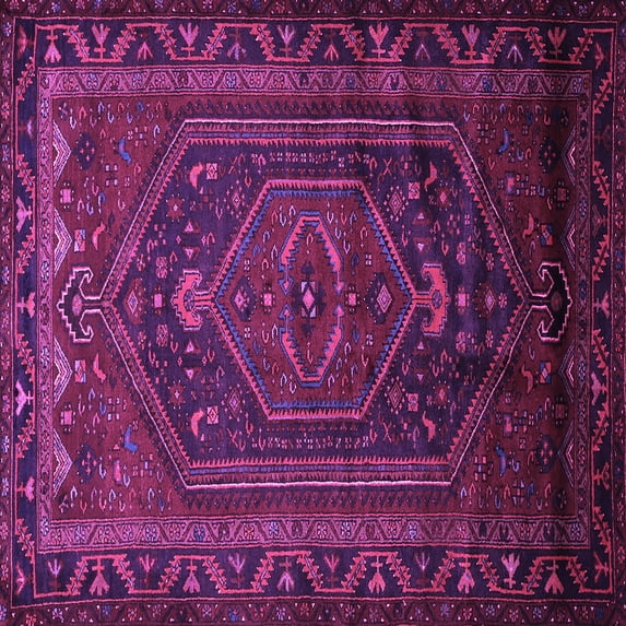 Ahgly Company Indoor Square Persian Purple Traditional Area Rugs, 4' Square
