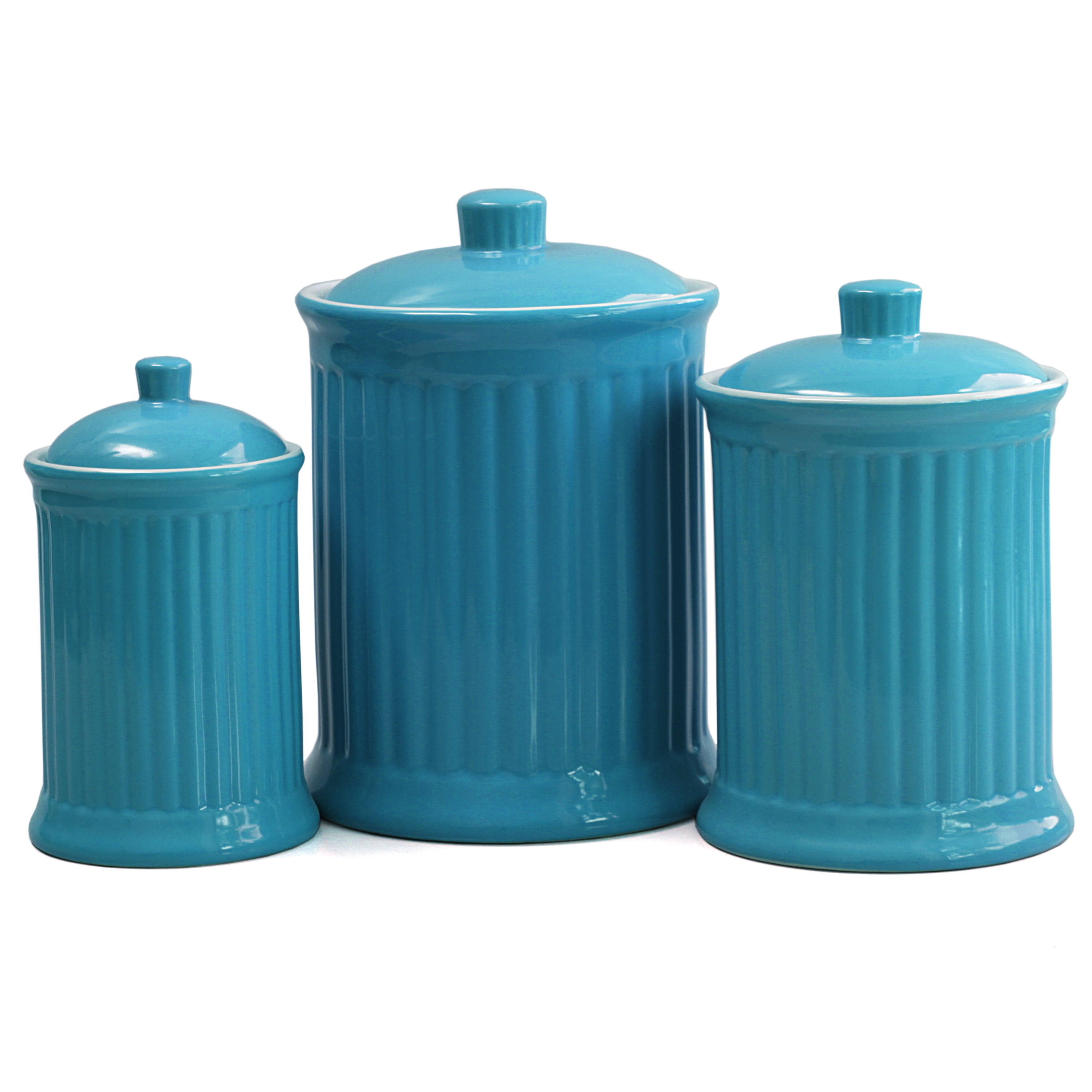 Omniware Simsbury 3 Piece Turquoise Ceramic Canister Set