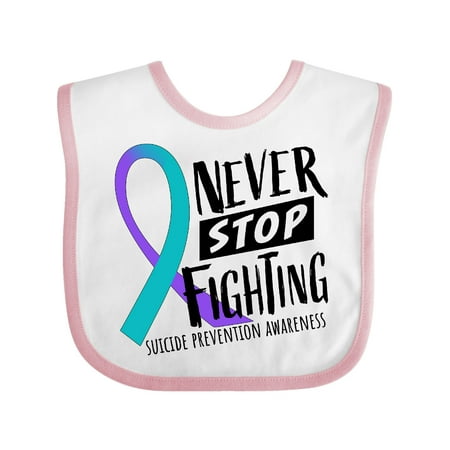 

Inktastic Never Stop Fighting Suicide Prevention Awareness Ribbon Gift Baby Boy or Baby Girl Bib