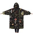 thumbnail image 2 of Oversized Wearable Blanket Hoodie,Colorful Mushroom Sketch Light Pattern Sherpa Blanket Hoodie with Super Pockets,Super Warm Fuzzy Pullover for Women & Men, 2 of 6