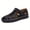 Black, variant on Men's Leather Open-Back House Slippers Soft Cushioned Slip-On Indoor Loafers Comfortable Breathable Home Shoes for Bedroom Lounge Daily Wear