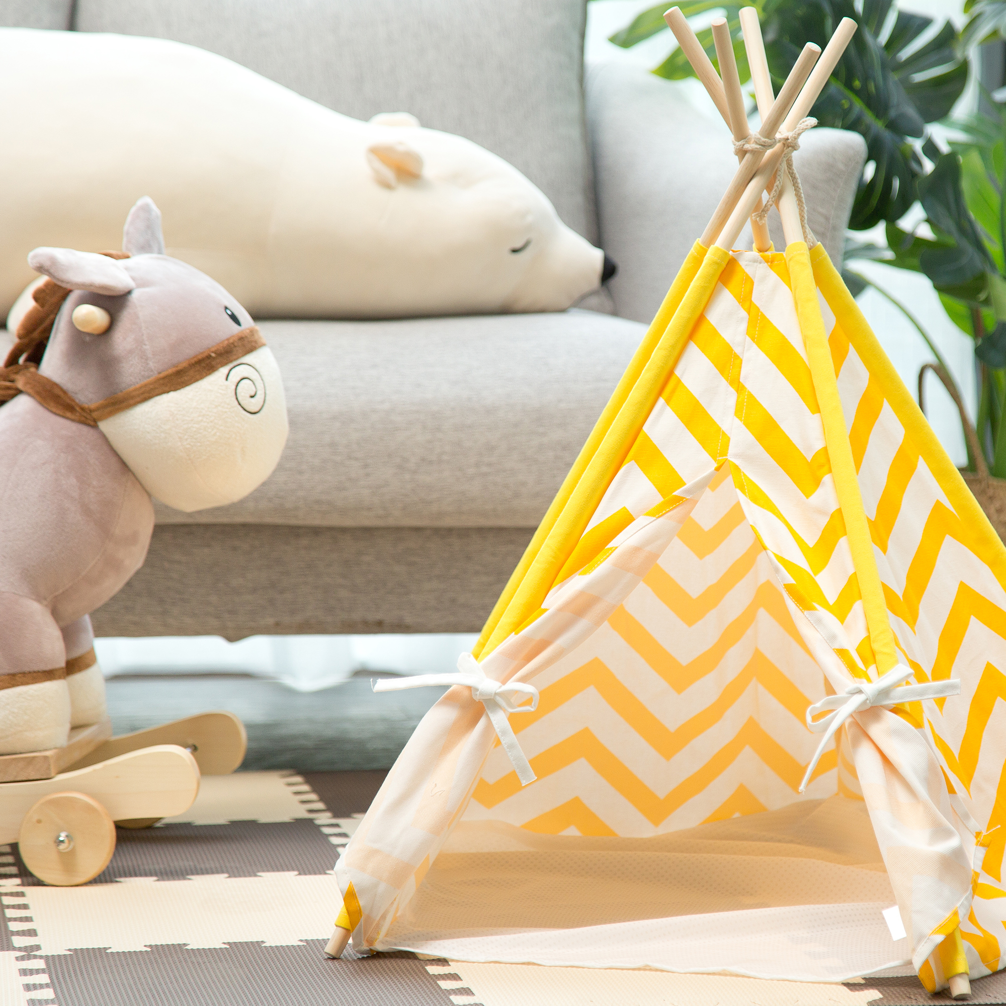 Pet Cat Dog Teepee, 5sided House Indian Tents, Wood Canvas