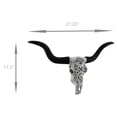 thumbnail image 4 of Zeckos Longhorn and Lace Black & White Filigree Design Hanging Steer Skull Statue, 4 of 4