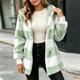 thumbnail image 5 of Kezqiaxn Jackets for Women Fashion Plaid Long Sleeve Drawstring Waist Coats Winter Casual Hooded Outerwear with Pockets Fall Women'S Clothing Army Green M, 5 of 7