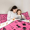thumbnail image 4 of Feelyou Spooky Skull Full Size Comforter Sets, Cartoon Black Cat Bedding Comforter Set, Hot Pink, Halloween Reversible, 3pcs, 1 Comforter and 2 Pillowcases, 4 of 7