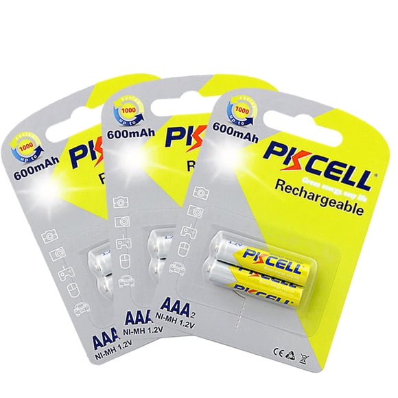 PKCELL AAA Ni-MH 1,2 V 600 mAh Piles Rechargeables Compatibles avec Lampes Solaires d'Extérieur Piles de Remplacement pour Lampes de Jardin 8 Pcs