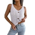 thumbnail image 3 of Women'S V Neck Buttons Knit Tank Tops Summer Casual Sleeveless Shirts Sweater Vest White L, 3 of 8