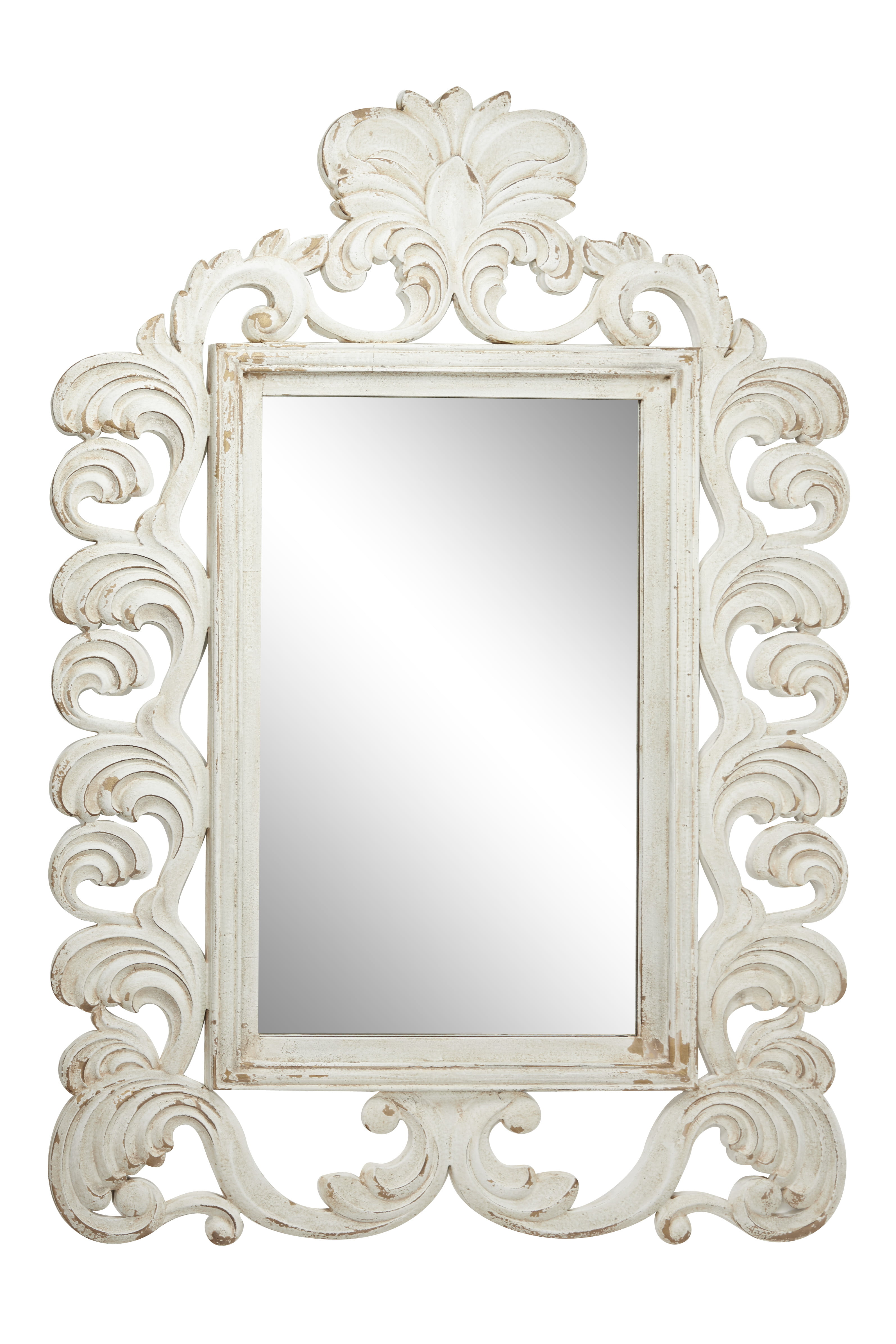 Carved Acanthus Design, Large White Rectangular Wall Mirror