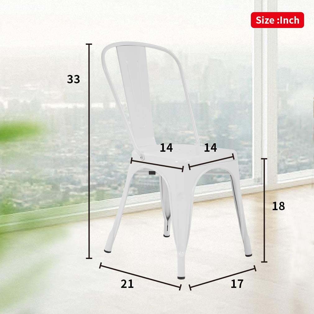 NiamVelo Metal Dining Chairs Set of 2, Indoor/Outdoor Patio Chairs, 18 Inch Stackable Chairs for Kitchen, Restaurant Dining Room ,Café , Bistro Patio （Cream）