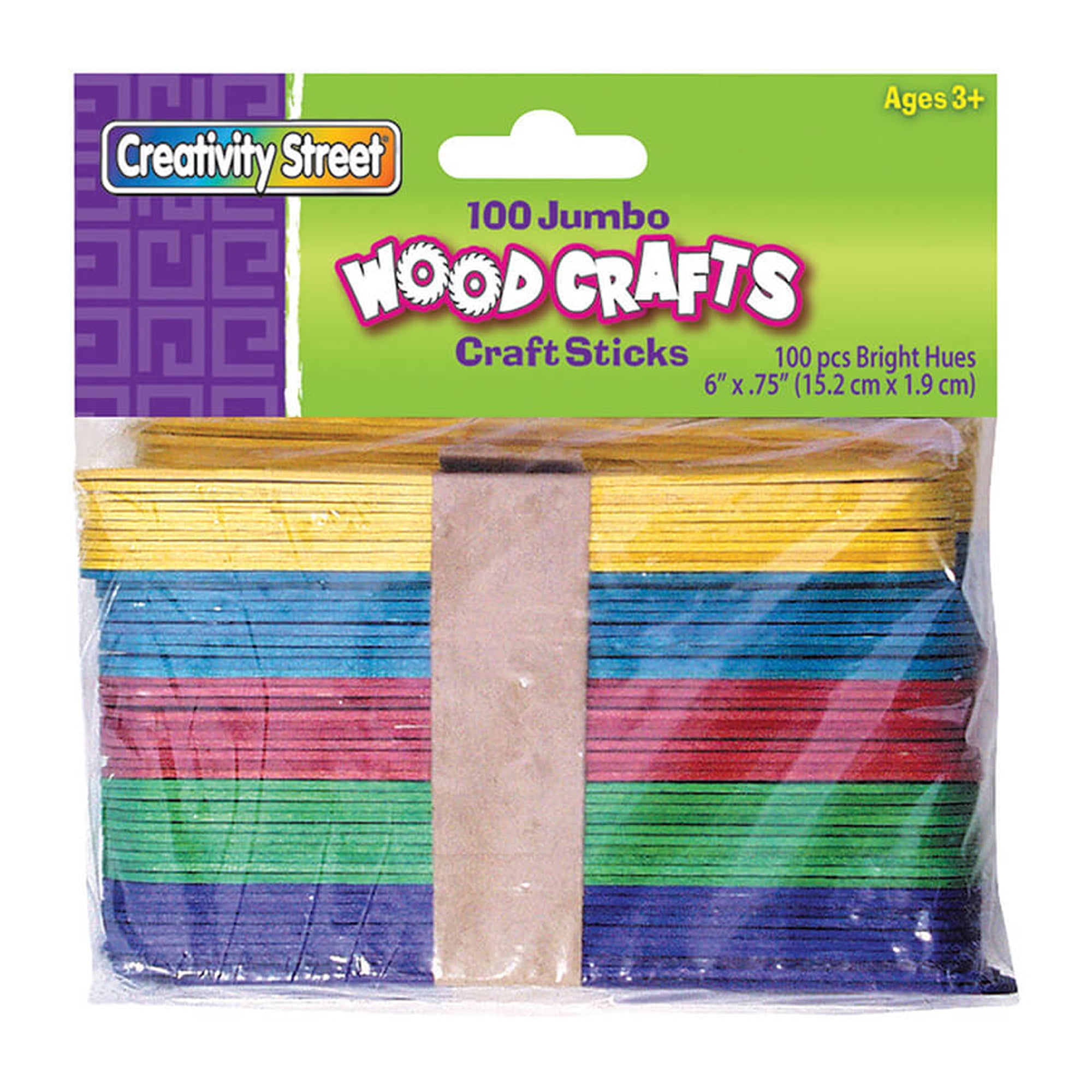 Jumbo Craft Sticks, Bright Hues 100 per Pack, 6 Packs