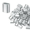 thumbnail image 1 of Uxcell 100-Pack Aluminum Crimping Loop Sleeves, 4mm 1/6 Single Round Barrel Wire Rope Sleeves, 1 of 2