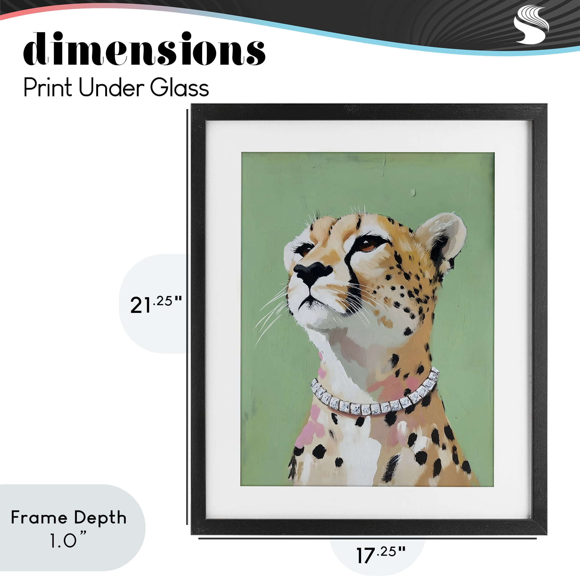 Stupell Industries Glam Cheetah with Jewels Black Framed Print Under Glass, design by The Prints Vibe