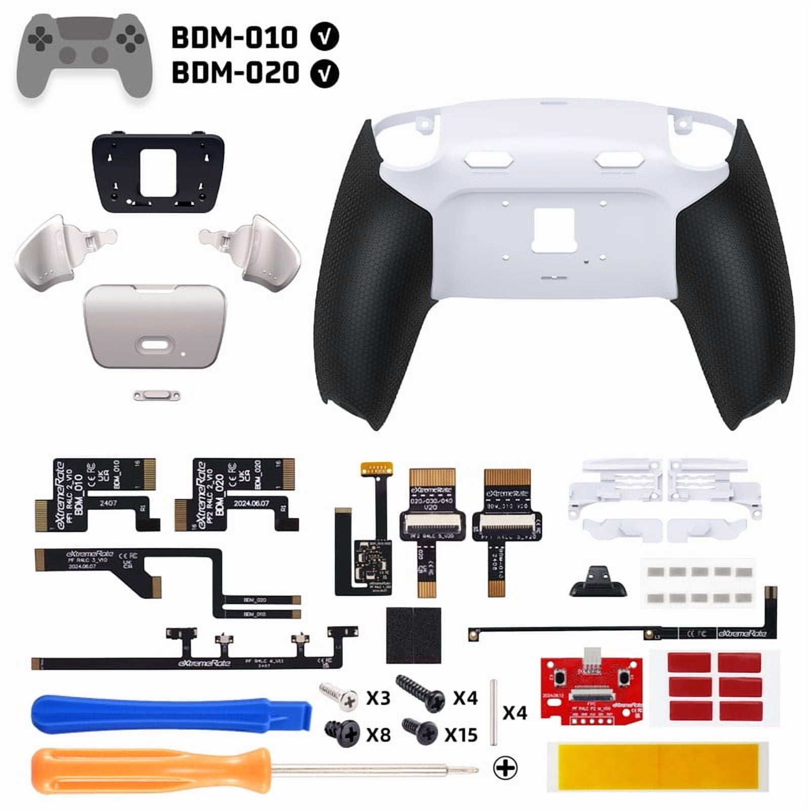 eXtremeRate RISE Plus MAX RMB Back Paddles Kit with Clicky Trigger Stops & Rubberized Grip for PS5 Controller BDM-010 020, Remappable Real Metal Back Buttons Kit for PS5 Controller – White Black