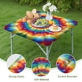 thumbnail image 4 of Colorful Tie Dye Dot Mandala Pattern Square Fitted Tablecloth with Elastic Edge,Square Table Cover,Washable Elastic Table Cover for Home Kitchen Party Decor 36"x36", 4 of 6