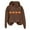 Brown, variant on Xudanell Womens Sweatshirts Thanksgiving Pumpkin Print Sweatshirt Fleece Lined Short Pile Christmas Casual Pullover for Fall and Winter Beige L