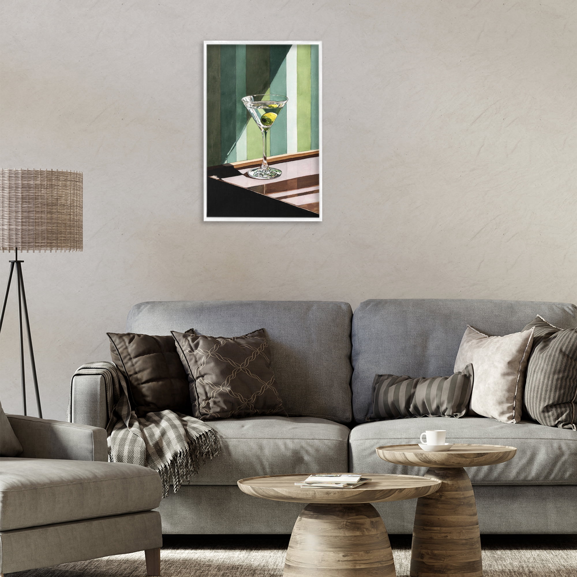 Stupell Industries Olive Martini in Sun Beam White Framed Giclee Art, design by Petal Prints Design