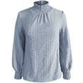 thumbnail image 4 of EDFBUYKRS Fall Striped Shirt Women Causal Comfy Pullover Long Sleeve Shirts Solid Color Long Sleeve Tops Fashion Printed O-Neck Long Sleeve Blouses, for Women S, 4 of 4