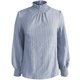 thumbnail image 3 of MHFRRA Camiseta de Manga Larga para Mujer, Elegante Blusa de Jacquard con Cuello Redondo y detalle de Volantes, Cómoda Blusa Informal para Uso Diario. Azul, 3 of 3