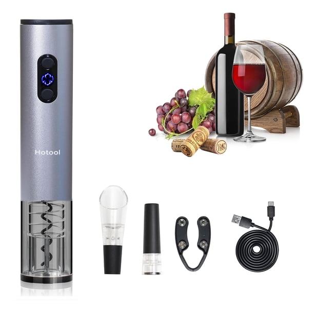 Abridor eléctrico de botellas de vino Hotool recargable plateado
