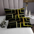 thumbnail image 3 of YST Abstract Geometry Bedding King Size Rectangle Square Bedspread Set, Black and Yellow Quilt Set Modern Minimalist Coverlet Set, Aesthetic Bed Set Kids Teens Room Decor, 3 of 5