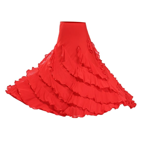 Belly Dance Costume for Women - Chiffon Belly Dancing Skirts, Tribal Dance Skirt - Flamenco Skirt Costume Red