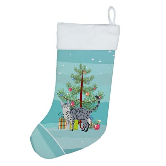 California Spangled #1 Cat Merry Christmas Christmas Stocking 13.5 in x 18 in