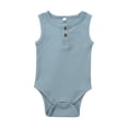 thumbnail image 3 of Faithtur Newborn Baby Summer Romper Solid Color Ribbed Knit Jumpsuit, 3 of 7