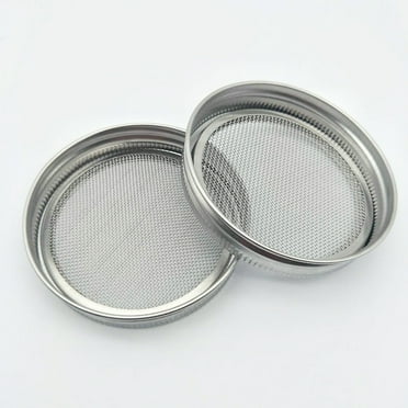 BEADCEST 2Pcs 3.3Inch Silver Sprouting Jar Circular For Draining Sifting Soaking In Home And Kitchen