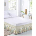 thumbnail image 3 of Spring Flower Bed Skirt King Size 16 Inch Drop, Colorful Floral Leaf Butterfly Dragonfly Beige Adjustable Elastic Dust Ruffles Bedskirt for King Bed Wrap Around Pleated Mattress Frame Cover, 3 of 9