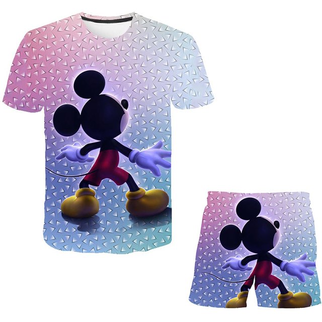 Ropa de bebé Mickey, conjuntos de ropa de verano para niños, camisetas de moda + Mickey Mouse, traje corto de 2 uds, ropa de Mickey Mouse para niños, 6M Gao Jinjia LED