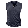thumbnail image 4 of Taqqpue Men's Athletic Workout Tank Top Running Gym Sleeveless Button Shirts Casual Solid Color Quick Dry Lightweight Training Sport Muscle Tank with Pockets, 4 of 6