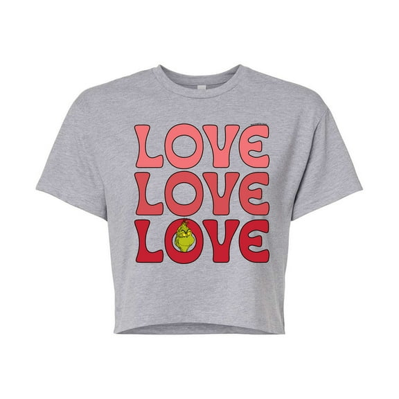 The Grinch - Grinch Love Stack - Juniors Cropped Cotton Blend T-Shirt