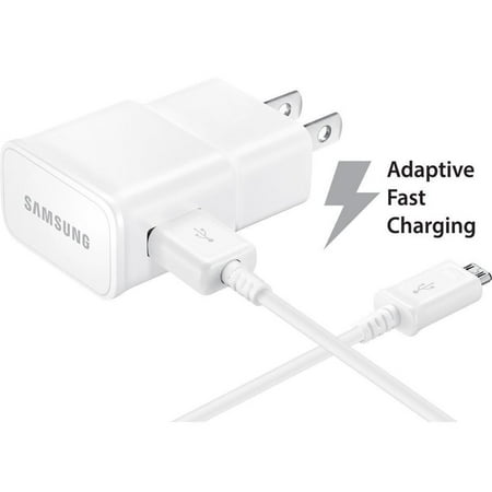 AT&T Samsung Galaxy S5 / Galaxy S5 Sport Adaptive Fast Charger Micro USB 2.0 Cable Kit! [1 Wall Charger + 5 FT Micro USB Cable] AFC uses dual voltages for up to 50% faster charging! - Bulk (Best Used Dual Sport)