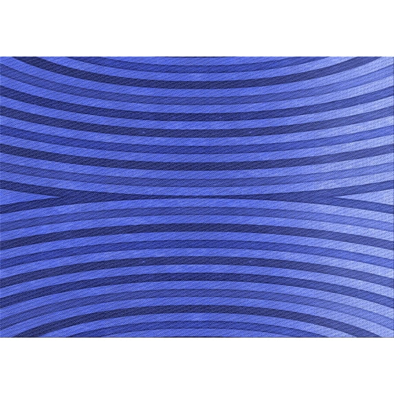 Ahgly Company Indoor Rectangle Patterned Blue Ribbon Blue Area Rugs, 7' x 9'