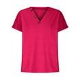 thumbnail image 4 of Mittory Women's Short Sleeve T Shirts V Neck Decorative Button Shirts Ribbed Basic Henley Fit Summer Tops, 4 of 8