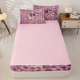 thumbnail image 4 of Homewish Kid Cheetah Print Ribbon Zipper Full Size Comforter Sets with Fitted Sheet and 2 Pillowcases, Old Fashion Bowknot Zipper Bedding Set, Pink Reversible, 4-Piece, 4 of 6