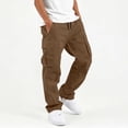 thumbnail image 2 of Efsteb 5-15 Years School Uniform Pants for Boys Cotton Baggy Drawstring Cargo Pant Elastic Waist Straight Leg Joggers Teen Back to School Trousers, Sports Outdoor ,Hiking Pants with Pockets, 2 of 8