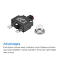 thumbnail image 4 of Unique Bargains Circuit Overload Protector 9A AC125/250V DC32V Push Button Thermal Circuit Breaker with Waterproof Caps 3pcs, 4 of 5