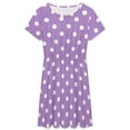 thumbnail image 3 of Light Purple And White Polka Dots Pattern Dress Summer Street Style Dresses Female Short Sleeve Printed Sundress, 3 of 7