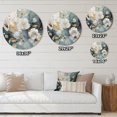 thumbnail image 4 of Designart "Marble Gold Floral Impressions Blue II" Floral Metal Round Wall Art, 4 of 5