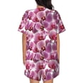 thumbnail image 3 of Bingfone Orchids Flowers Print Pajamas Sets for Women Soft Short-Sleeved Pjs with Lounge Shorts Two Piece Sleepwear, 3 of 8