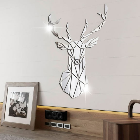 3D Mirror Wall Stickers Nordic Style Acrylic Deer Head Mirror Sticker Decal Removable Mural For Diy Home Living Room Wall Decor