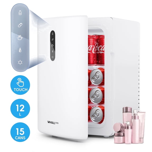 12L Mini Fridge Cooler & Warmer, Dual Power Portable Electric Refrigerator for Bedroom, Car, Skincare, Camping