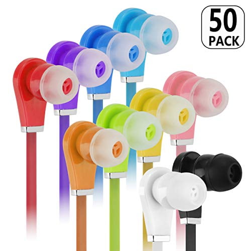 Bulk Earbuds with Microphone Wholesale 50 Pack Earphones Noodle