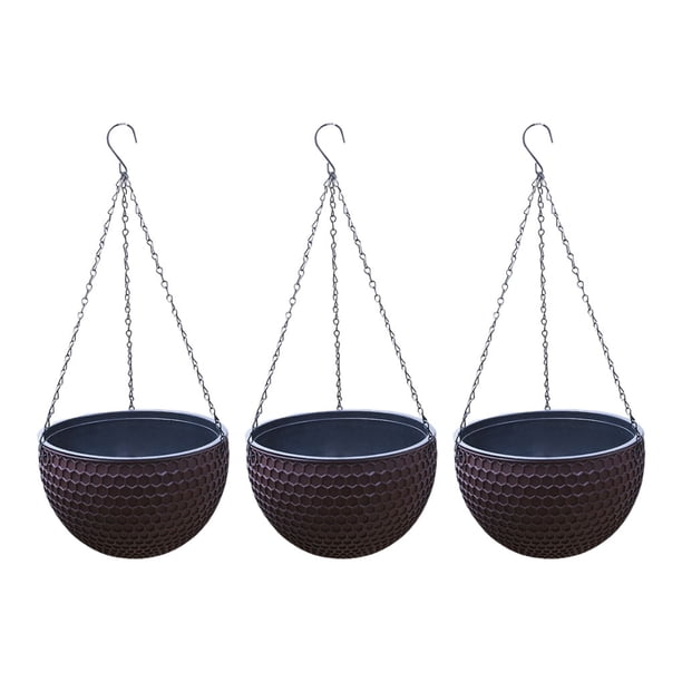 Bewildely 3 piezas duraderas y macetas para plantas 3 piezas de plantas colgantes 3x macetas para flores colgantes para exteriores materiales de Jardín y Patio café METRO