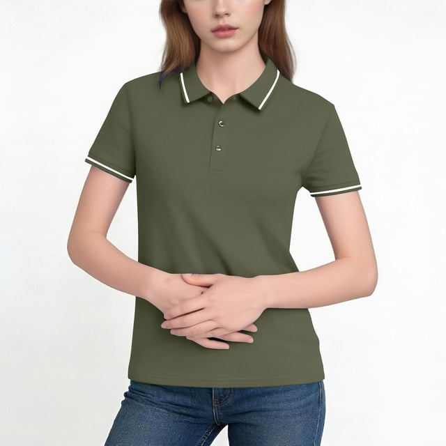 Hauts Décontractés pour Femmes Manches Courtes Col à Revers Chemise Mélange Polyester Coupe Sculptante