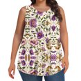 thumbnail image 2 of Pounoo Plus Size Tops for Women Sleeveless Crewneck Floral Print Tanks Weekend Errands Brunch Date Casual Cozy Loose Tops Gift, 2 of 7